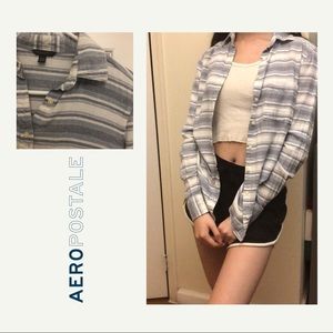 aeropostale light blue striped flannel